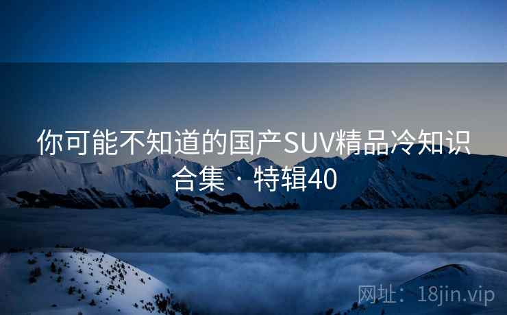 你可能不知道的国产SUV精品冷知识合集 · 特辑40
